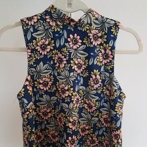 Topshop Floral Mock Neck Tank 6 NWT